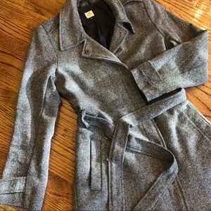 Old Navy Gray Tweed Belted Trench Coat L